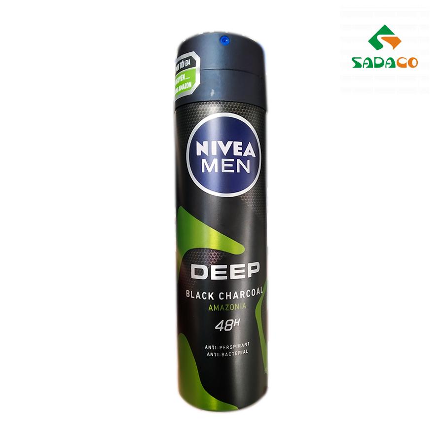 DBNIMDA0150B Nivea Men Deep Black Charcoal Amazonia Deodorant Body Spray 150ml Bottle (1) - retouch