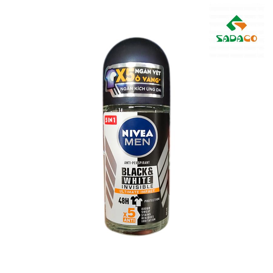DRNIMBI0050B Nivea Men Black & White Invisible Ultimate Impact Deodorant Roll-on 50ml Bottle (1) - retouch
