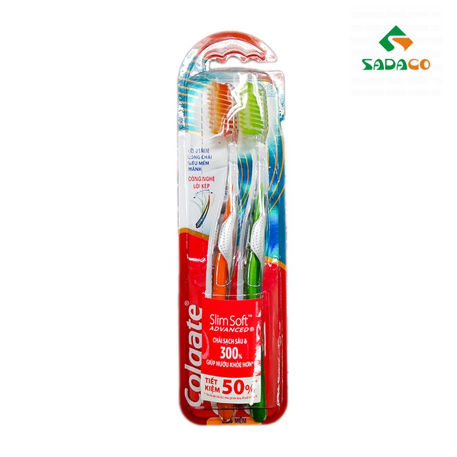 TBCGSAR0002X Colgate Slim Soft Advanced Regular Toothbrush 2item Box (1) - retouch