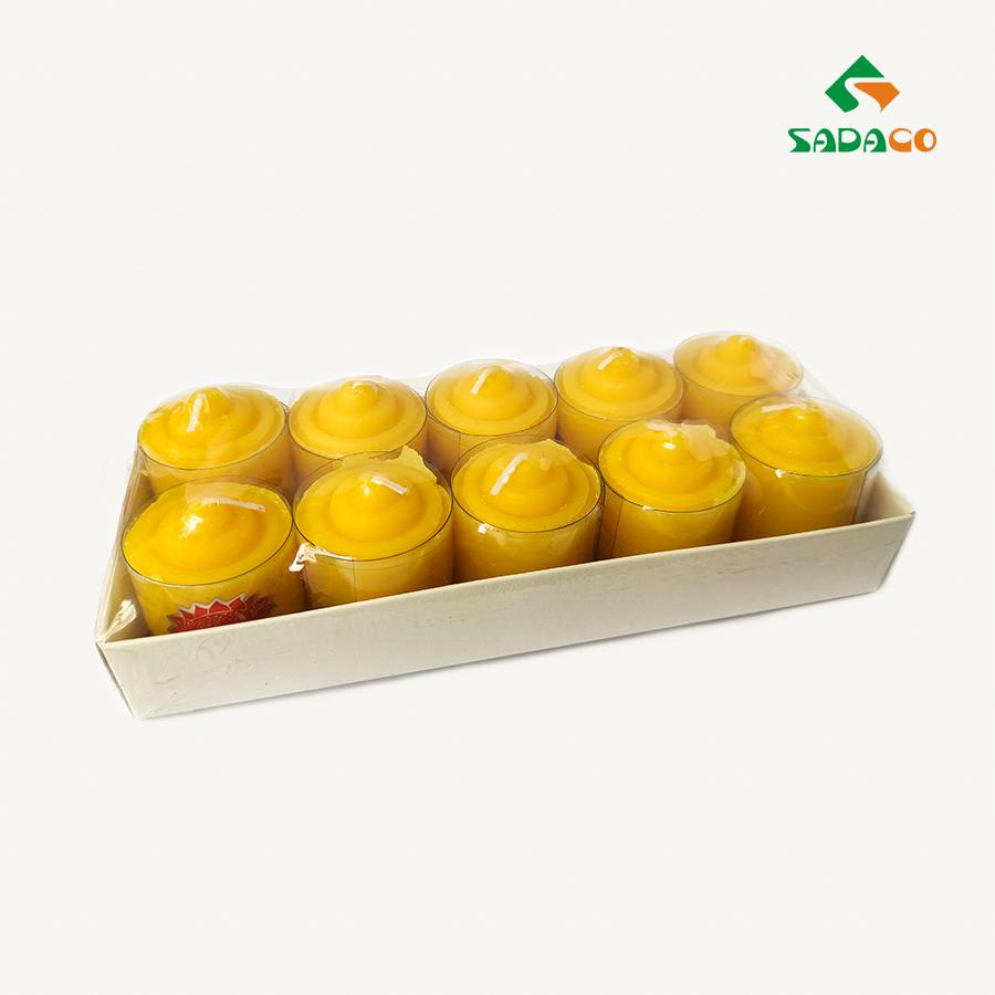 CDYWSCS0037W Small Cylindrical Yellow Wax Candle Plastic Wrap with Sticker (4)